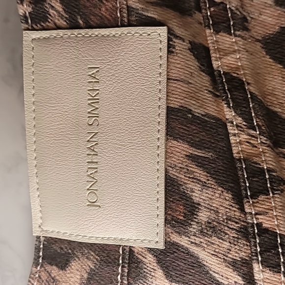 JONATHAN SIMKHAI HIGH RISE ANIMAL PRINT CROPPED JEANS BROWN SZ 30 - Picture 5 of 10
